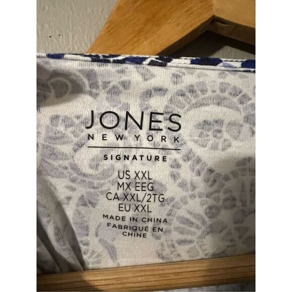 Jones New York Women’s Size XXL Long Sleeve Blouse Blue Crochet Detail NWT - Picture 8 of 9